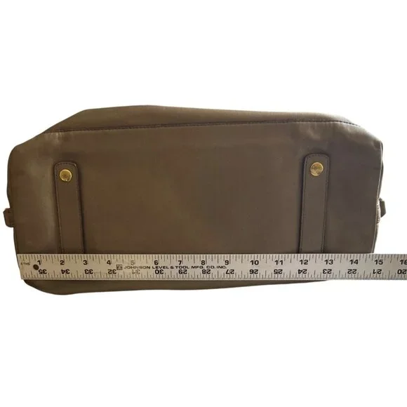 Coach Leather Satchel Bag Taupe With Gold Accents Zip Top Double Handles - Picture 14 of 16